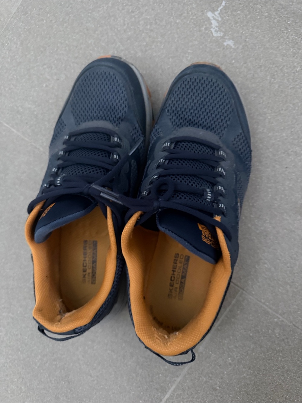 Skechers Men's Navy Athletic Sneakers with Orange Lining